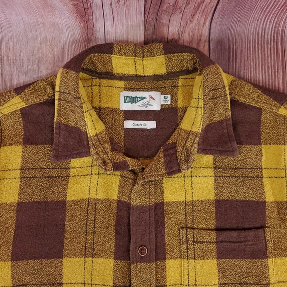 Wellen Huckberry Mens Medium Brushed Hazy Flannel Shirt Button Up Plaid - Picture 4 of 13